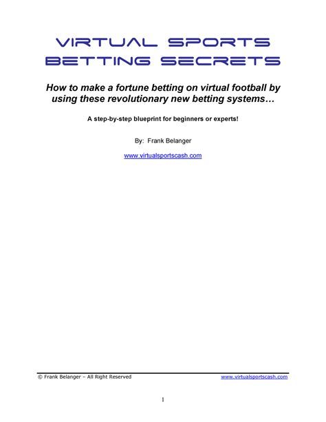 Download Virtual Sports Betting Secrets PDF .